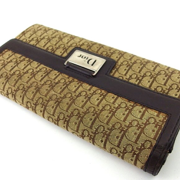 DIOR long wallet tratter beige canvas x leather Authentic - Picture 4 of 10
